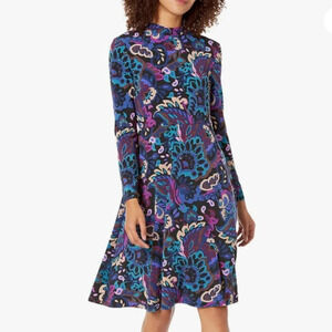 Trina Turk Women's Tia Rosita Tie Back Mock Neck Midi Dress size 10